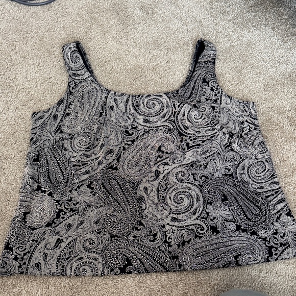 Alex Evenings Black and Silver Paisley Tank Top - Picture 1 of 3